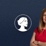 A woman with long light brown hair, wearing a red dress, stands with arms crossed and smiles. Behind her is a navy blue background with a white profile illustration of a woman's face in a circle, representing pro-life group SC-Gov Pamela Evette.