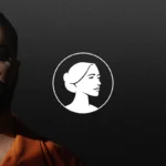 A man in an orange prison uniform, sentenced to 6 months in prison plus probation for procuring abortion drugs to poison his pregnant girlfriend, is partially in shadow on the left; a white icon of a woman’s profile appears against a dark background on the right.