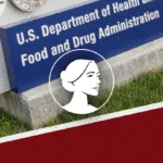 Sign for the FDA featuring a circular icon of a woman’s profile, providing a study update regarding mifepristone.